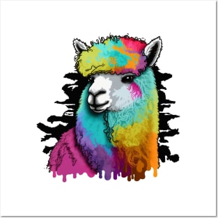 Alpaca Llama Rainbow Graffiti Posters and Art